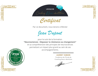 Certificat -Dépasser la résistance au changement